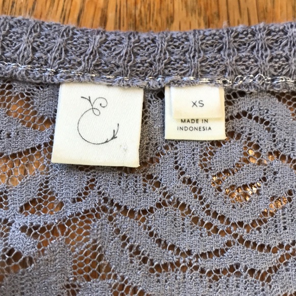 Anthropologie by Eloise Gray Lace Tunic Style Top Long Sleeve Waffle Knit XS - Picture 12 of 16